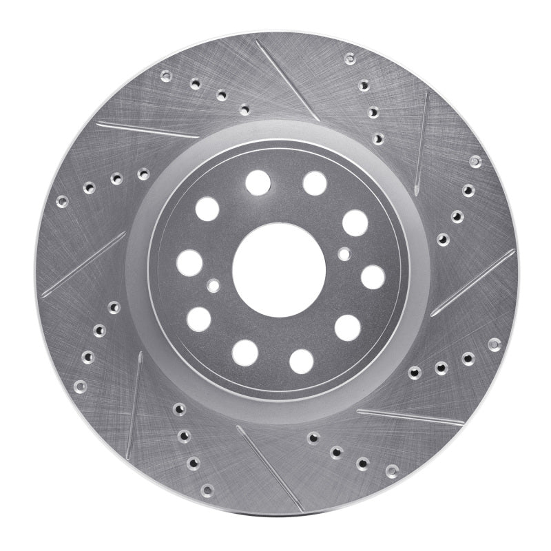 R1 07-23 Lexus LS460 Front Right Drilled & Slotted Silver Brake Rotor