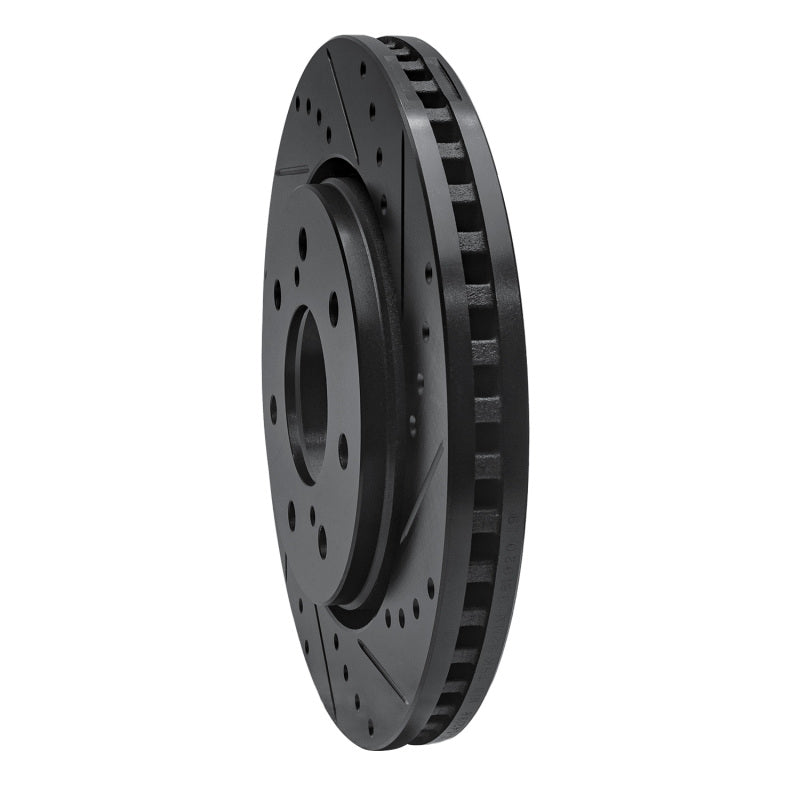 R1 10-14 Ford F-150 RWD Front Right Drilled & Slotted Black Brake Rotor