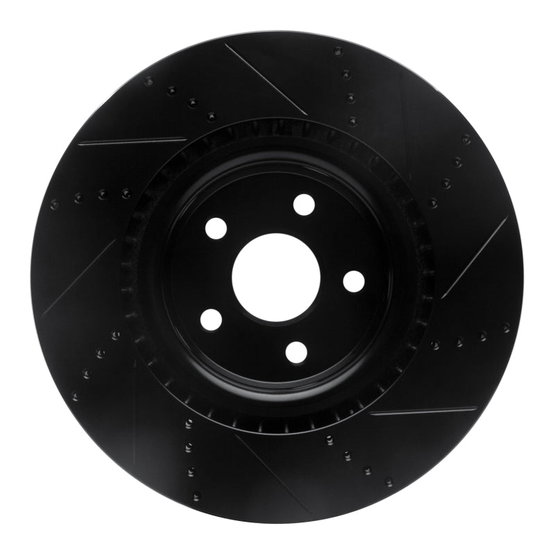 R1 2012-2025 Dodge Durango Front Left Drilled & Slotted Black Brake Rotor