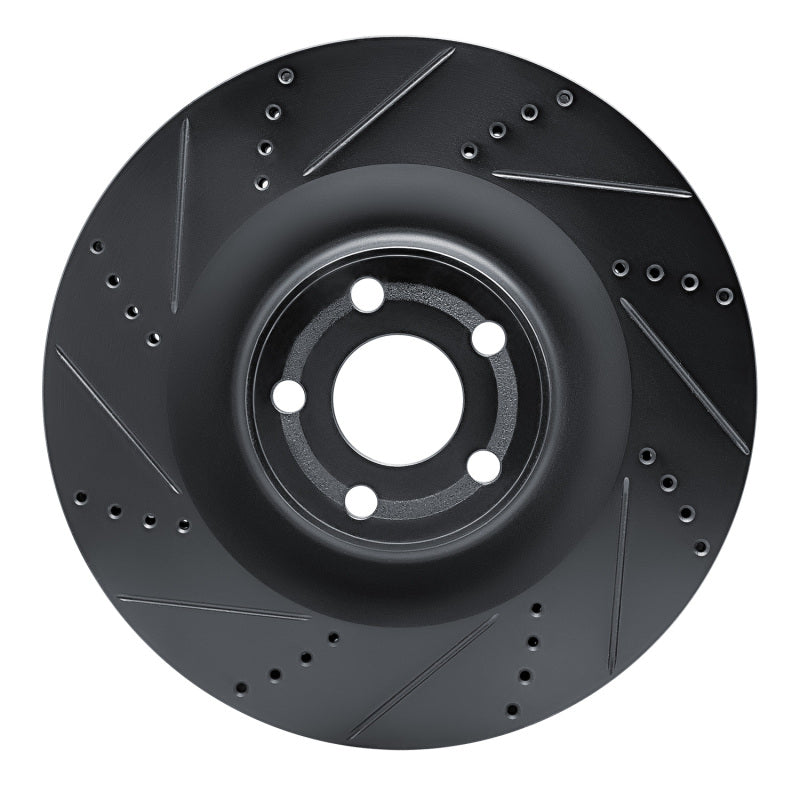 R1 21-25 Ford Mustang Mach-E Front Left Drilled & Slotted Black Brake Rotor