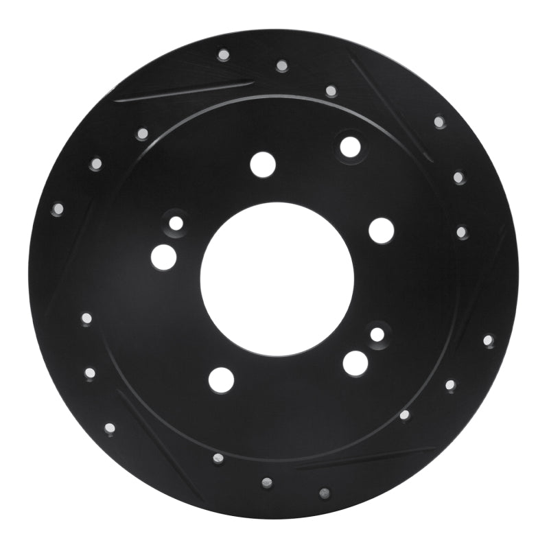 R1 10-13 Kia Soul Rear Right Drilled & Slotted Black Brake Rotor