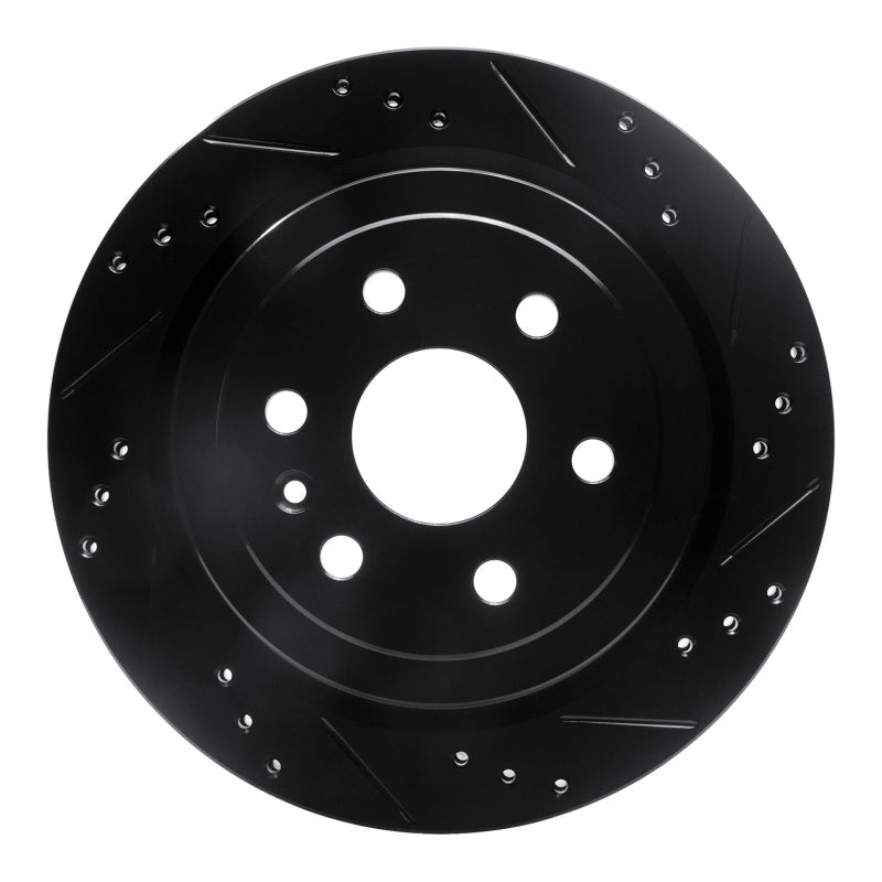 R1 10-16 Cadillac SRX Rear Right Drilled & Slotted Black Brake Rotor
