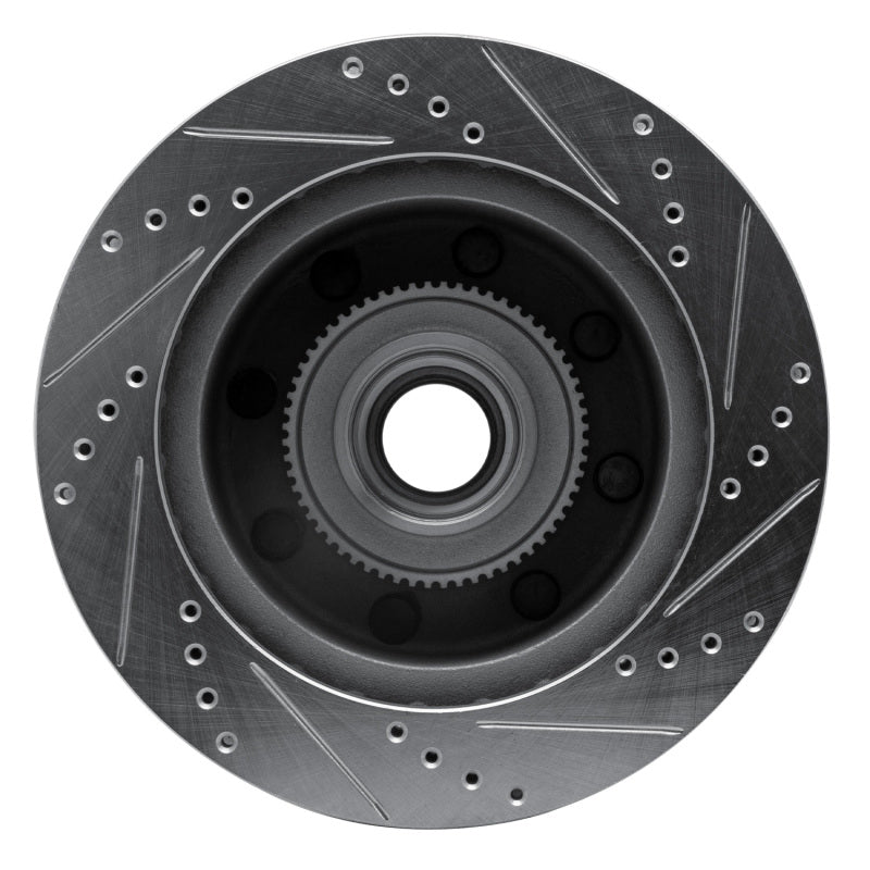 R1 99-02 Ford Excursion Front Left Drilled & Slotted Silver Brake Rotor