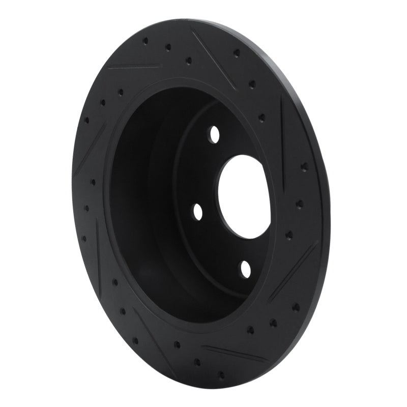 R1 99-04 Jeep Grand Cherokee Rear Left Drilled & Slotted Black Brake Rotor