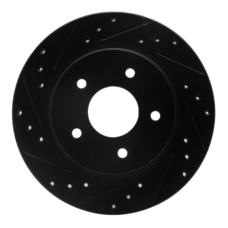 R1 87-89 Nissan 300ZX Turbo Rear Left Drilled & Slotted Black Brake Rotor
