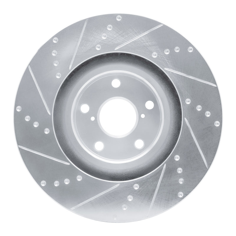 R1 09-11 Lexus IS350 Left Front Drilled & Slotted Silver Brake Rotor