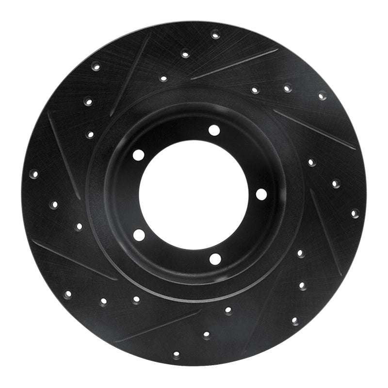 R1 74-99 Land Rover Defender 110 Front Right Drilled & Slotted Black Brake Rotor