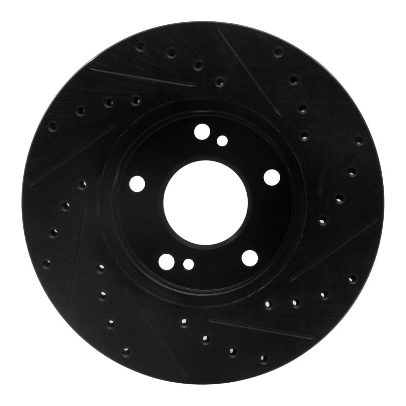 R1 89-96 Nissan 300ZX Front Left Drilled & Slotted Black Brake Rotor