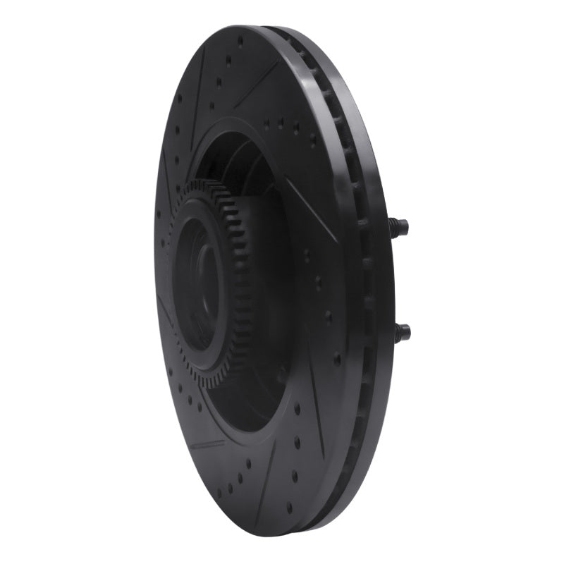 R1 04-08 Ford F-150 RWD Front Right Drilled & Slotted Black Brake Rotor