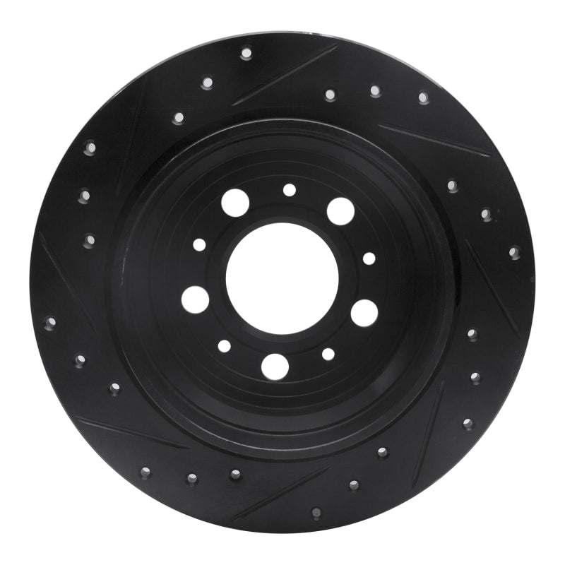 R1 99-09 Volvo V70 Rear Right Drilled & Slotted Black Brake Rotor
