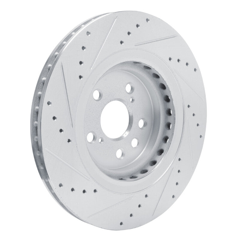 R1 20-25 Lexus RX350 Front Right Drilled & Slotted Silver Brake Rotor