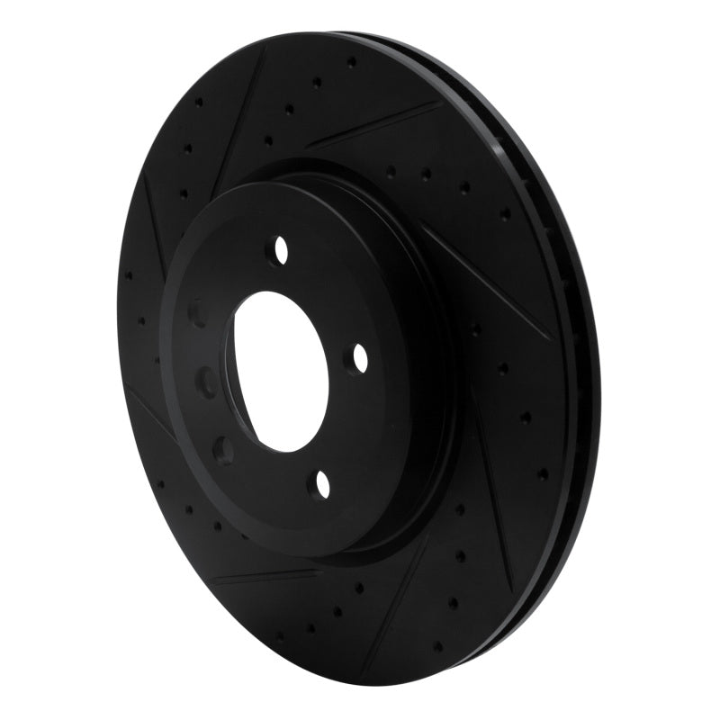 R1 01-08 BMW 330I Front Left Drilled & Slotted Black Brake Rotor