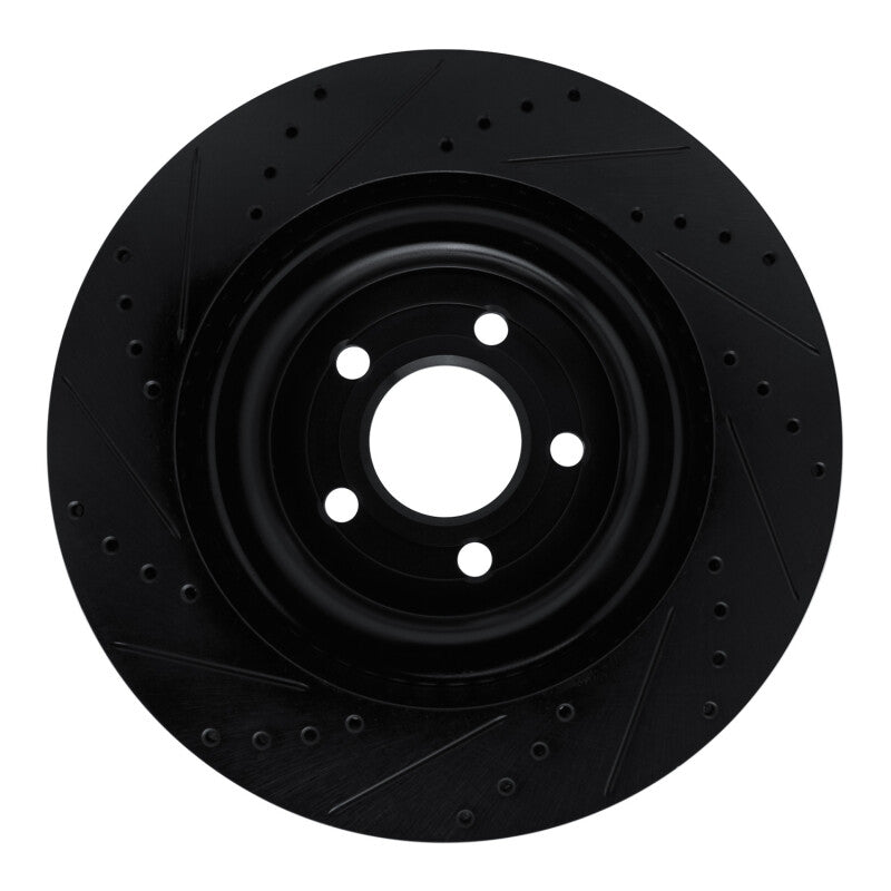 R1 20-25 Ford Police Interceptor Utility Rear Right Drilled & Slotted Black Brake Rotor