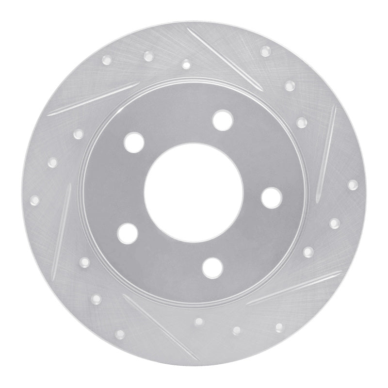 R1 04-13 Mazda 3 Rear Right Drilled & Slotted Silver Brake Rotor