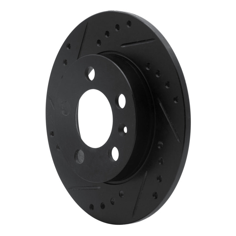 R1 01-06 Audi TT Quattro Rear Left Drilled & Slotted Black Brake Rotor