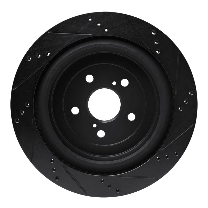 R1 16-22 Lexus RX350 Rear Left Drilled & Slotted Black Brake Rotor