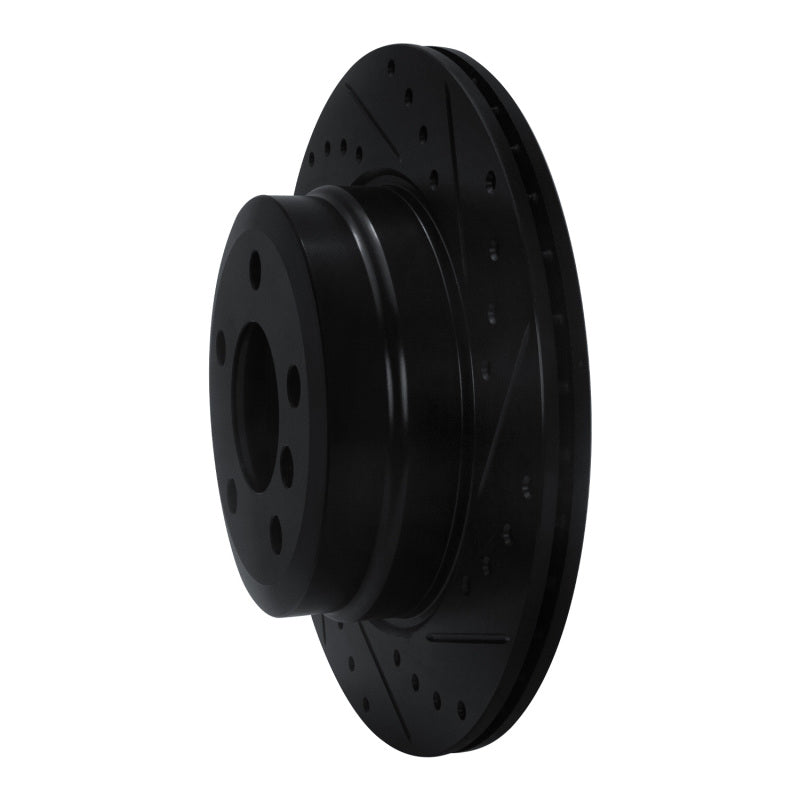 R1 07-19 BMW X5 Rear Right Drilled & Slotted Black Brake Rotor