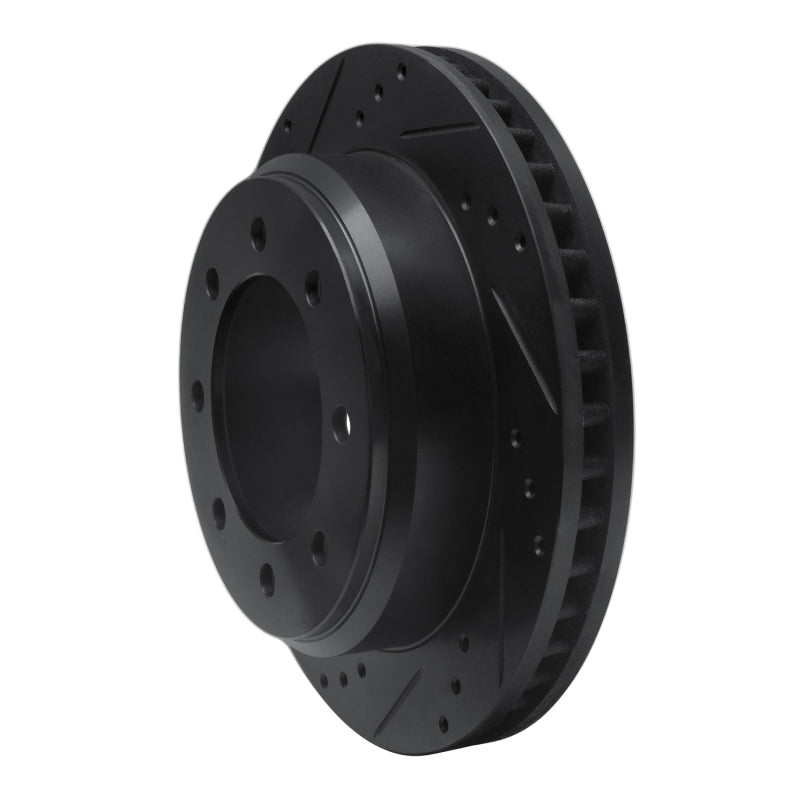R1 08-25 Ford E-150 Rear Left Drilled & Slotted Black Brake Rotor