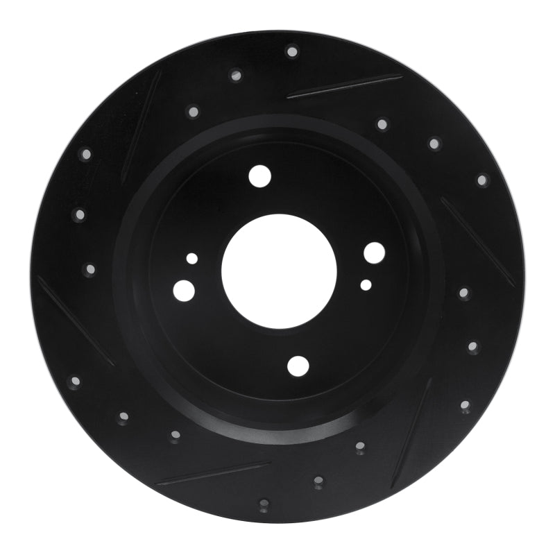 R1 79-81 Nissan 200SX Rear Right Drilled & Slotted Black Brake Rotor