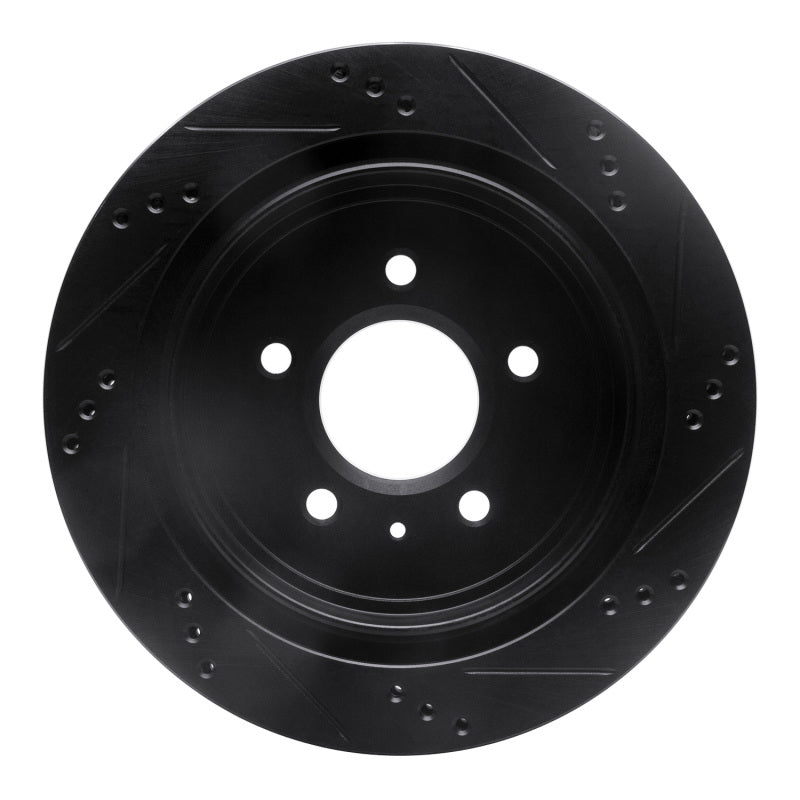 R1 03-11 Cadillac CTS Rear Left Drilled & Slotted Black Brake Rotor