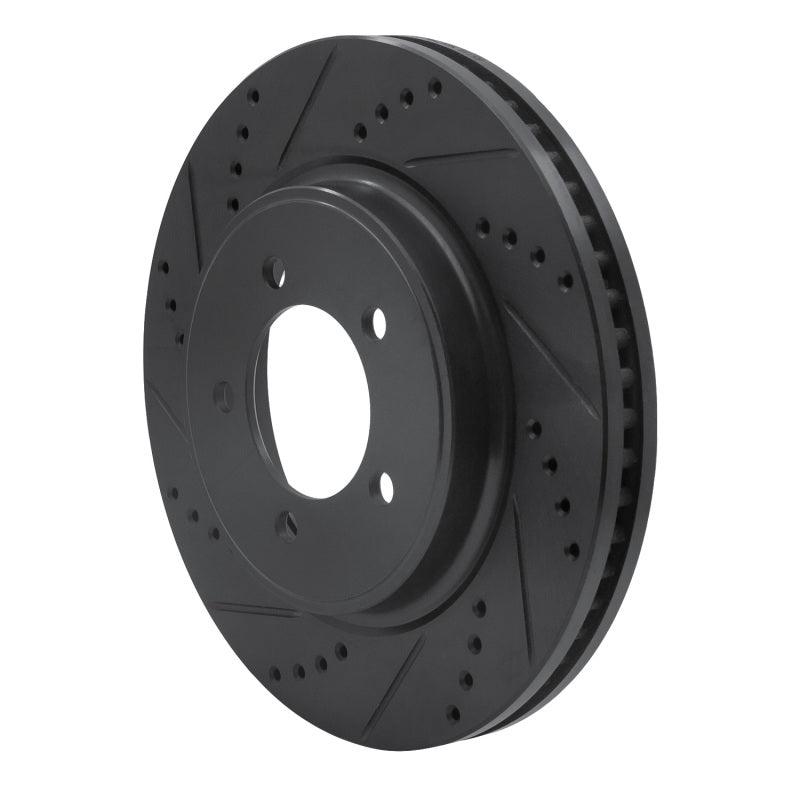 R1 06-10 Ford Explorer Front Left Drilled & Slotted Black Brake Rotor