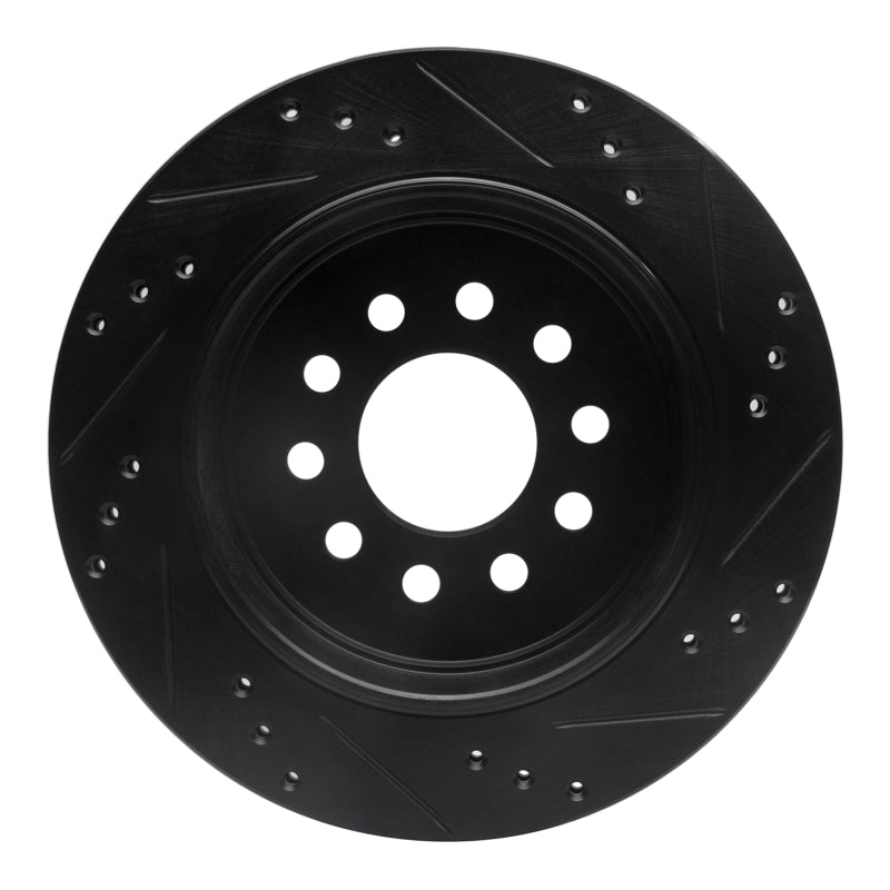 R1 03-11 Lincoln Town Car Rear Left Drilled & Slotted Black Brake Rotor
