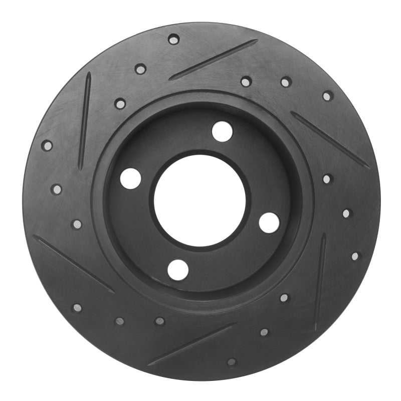 R1 82-98 Audi 5000 Rear Right Drilled & Slotted Black Brake Rotor