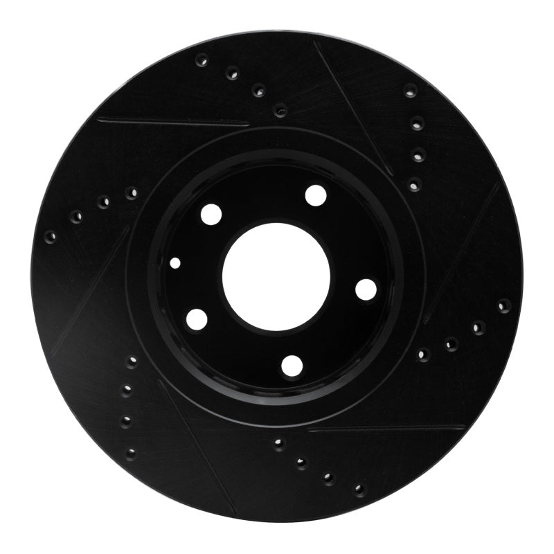 R1 16-25 Mazda CX-5 Front Left Drilled & Slotted Black Brake Rotor