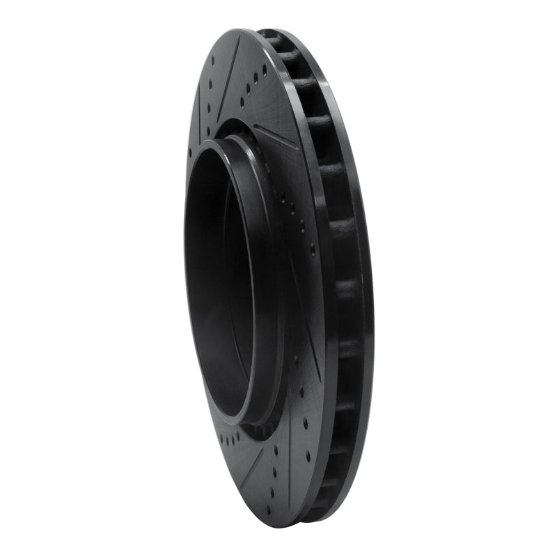 R1 04-07 Volvo V70 Rear Right Drilled & Slotted Black Brake Rotor