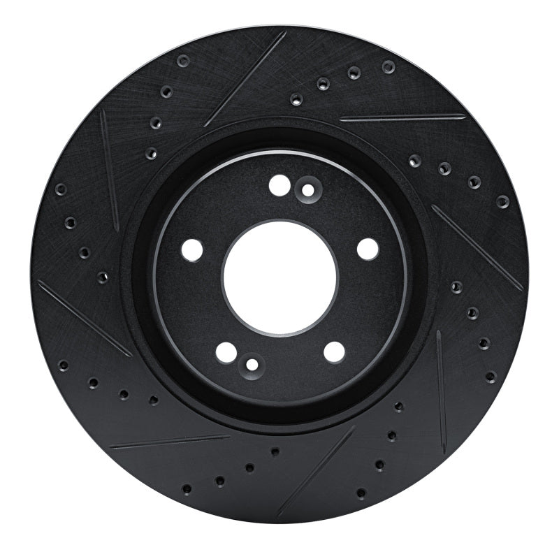 R1 17-20 Kia Cadenza Front Left Drilled & Slotted Black Brake Rotor
