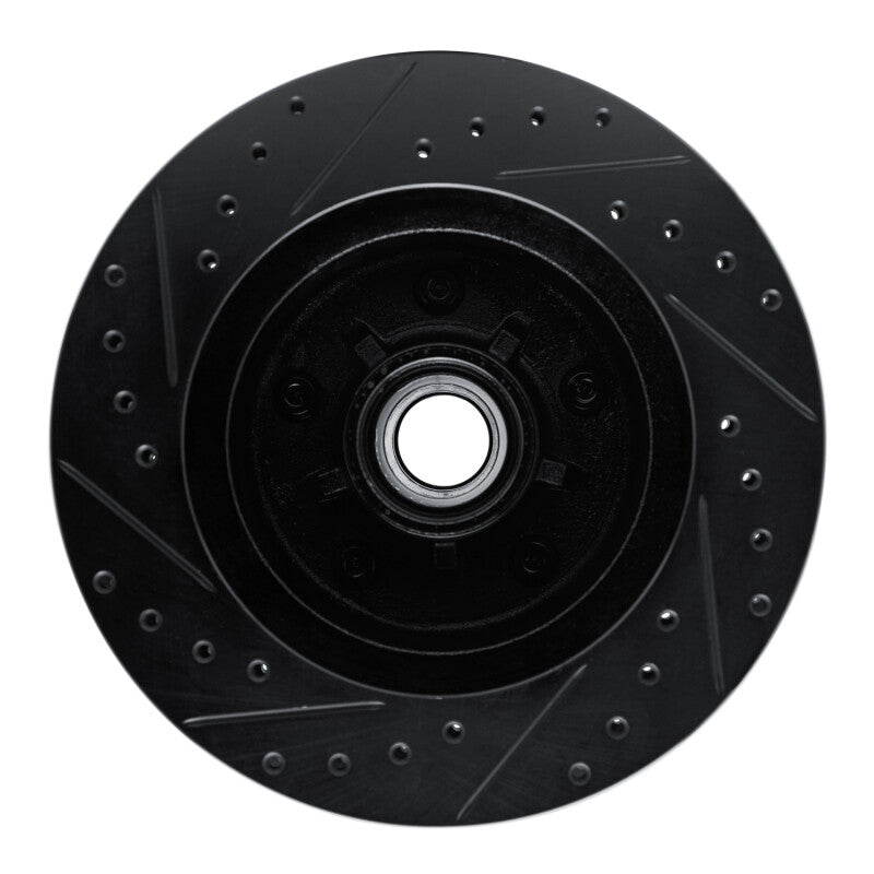 R1 90-90 Cadillac BROUGHAM Front Right Drilled & Slotted Black Brake Rotor