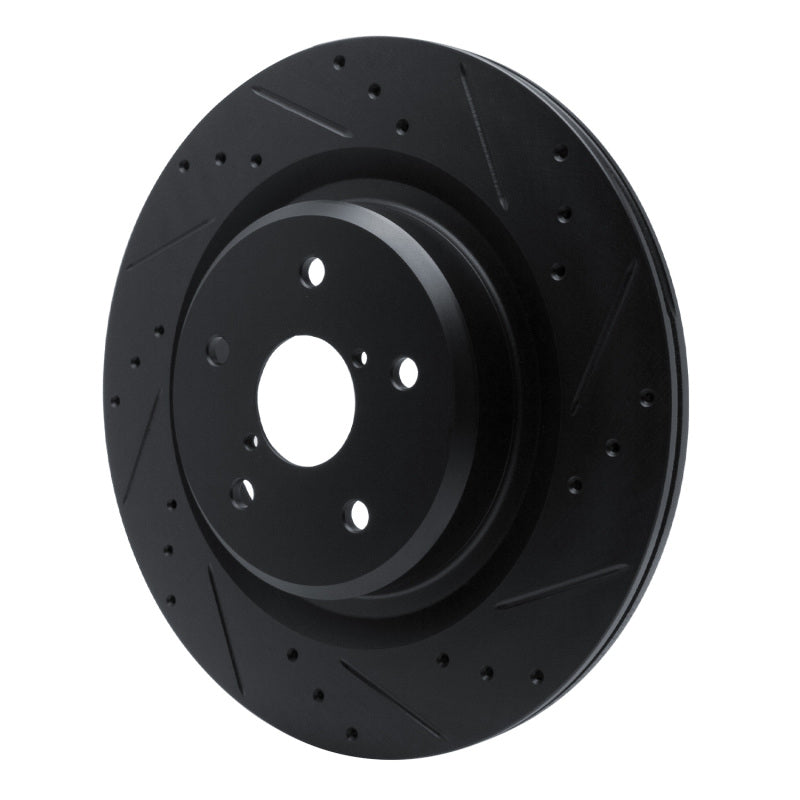 R1 -25 Subaru Ascent Rear Right Drilled & Slotted Black Brake Rotor