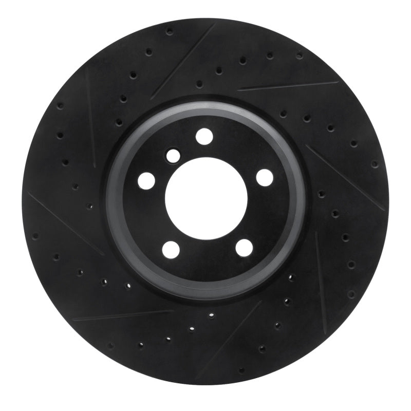 R1 2007-2008 BMW ALPINA B7 Front Left Drilled & Slotted Black Brake Rotor