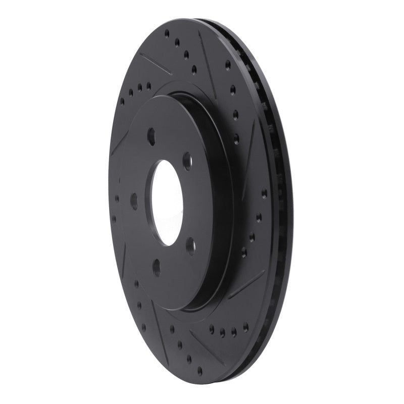 R1 05-14 Ford Mustang Rear Right Drilled & Slotted Black Brake Rotor