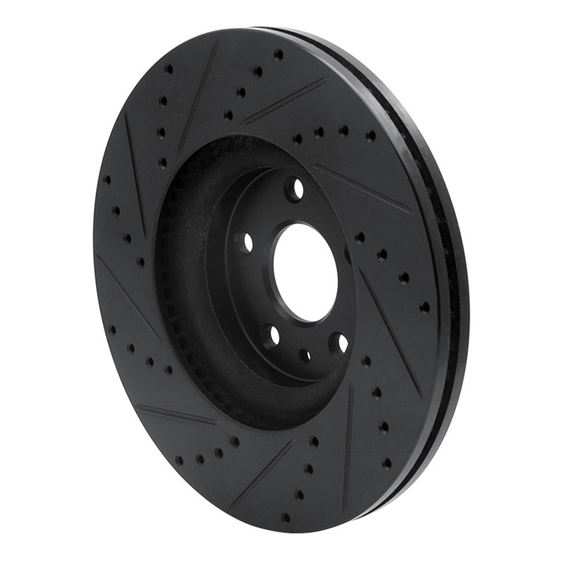 R1 13-20 Ford Fusion Front Right Drilled & Slotted Black Brake Rotor