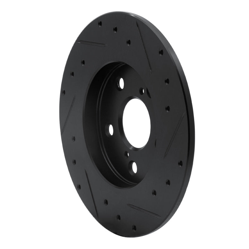 R1 08-18 Pontiac Vibe Rear Left Drilled & Slotted Black Brake Rotor