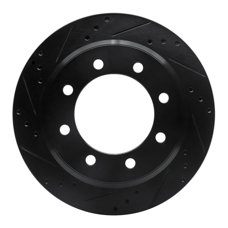 R1 08-25 Ford E-150 Rear Left Drilled & Slotted Black Brake Rotor