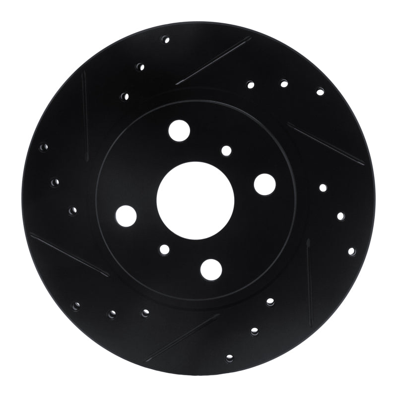 R1 87-92 Geo Prizm Front Left Drilled & Slotted Black Brake Rotor