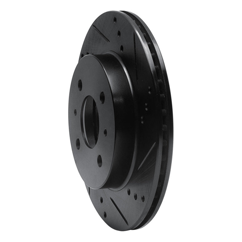 R1 91-02 Saturn SW1 Front Right Drilled & Slotted Black Brake Rotor