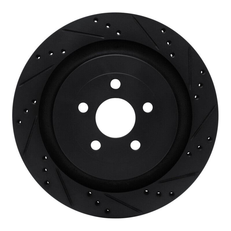 R1 19-24 Ford Edge Rear Right Drilled & Slotted Black Brake Rotor