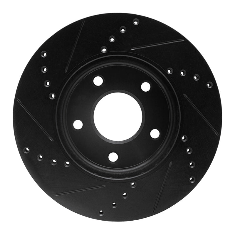 R1 11-25 Chevrolet City Express Front Right Drilled & Slotted Black Brake Rotor