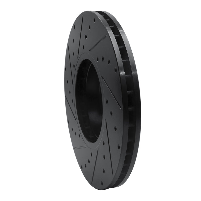 R1 07-19 BMW X6 Front Right Drilled & Slotted Black Brake Rotor