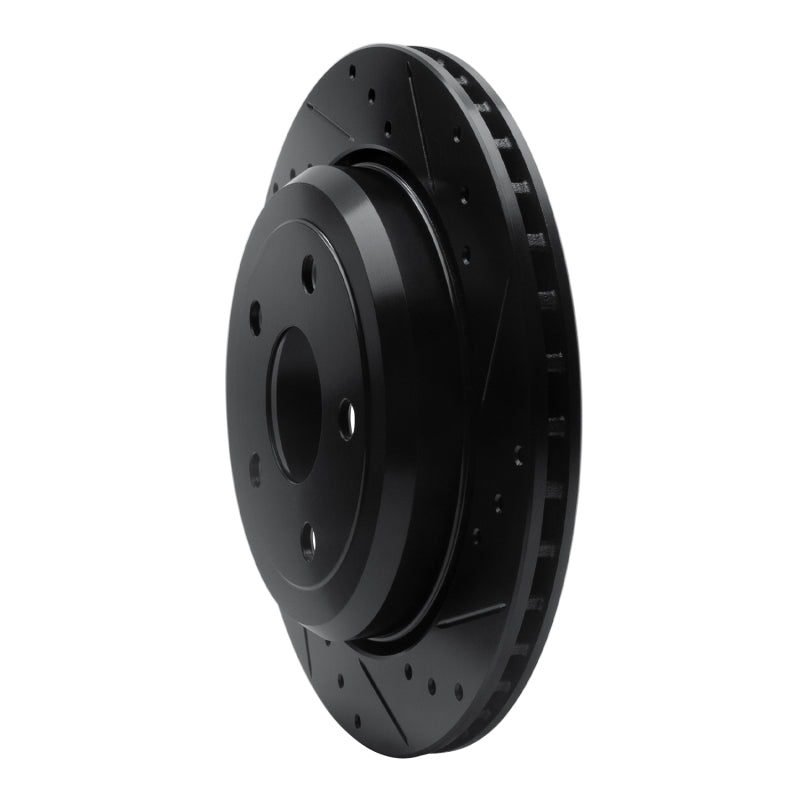 R1 11-25 Dodge Durango Rear Right Drilled & Slotted Black Brake Rotor