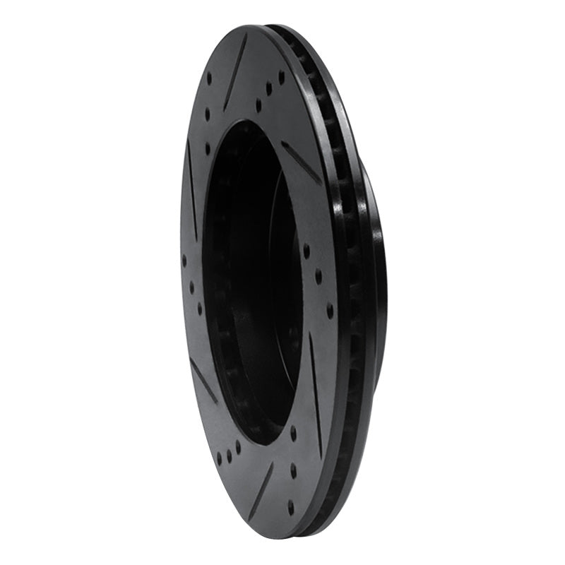 R1 91-02 Saturn SW1 Front Right Drilled & Slotted Black Brake Rotor