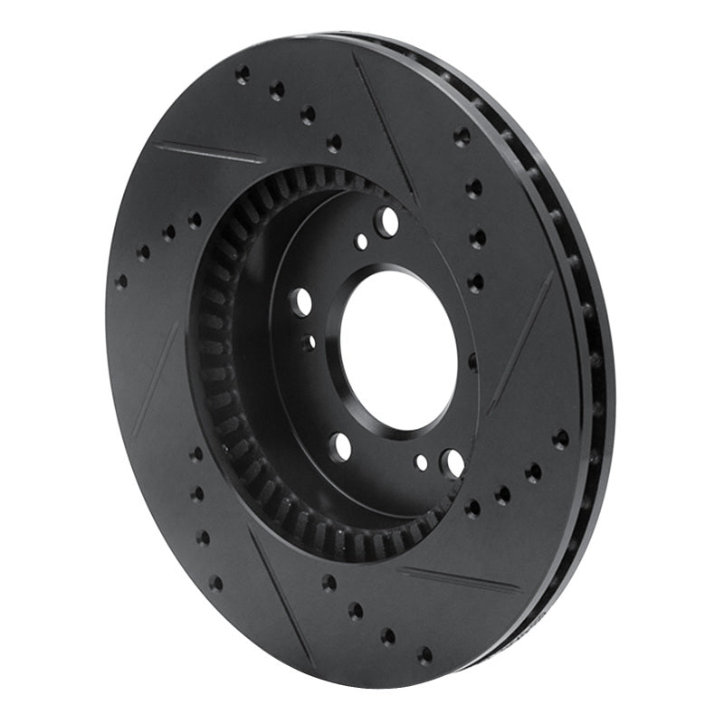 R1 91-01 Acura RL Front Left Drilled & Slotted Black Brake Rotor
