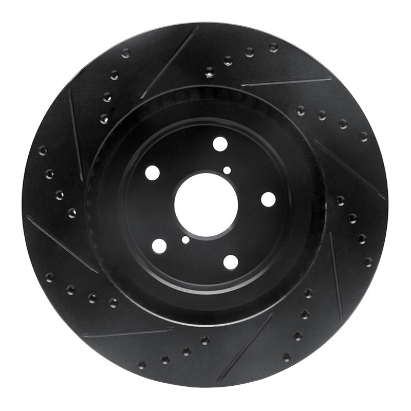 R1 -24 Subaru Forester Front Right Drilled & Slotted Black Brake Rotor