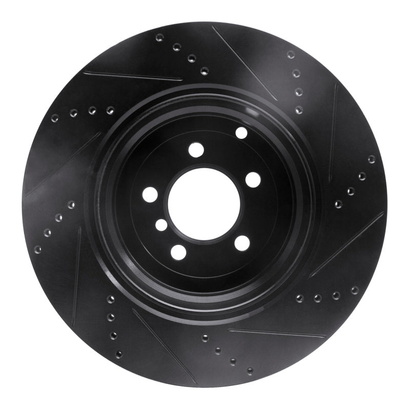 R1 10-12 Land Rover Range Rover Rear Left Drilled & Slotted Black Brake Rotor