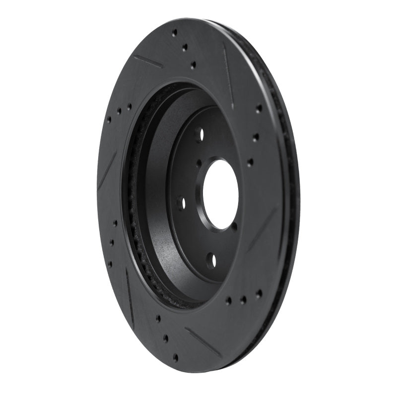 R1 -25 Subaru Crosstrek Rear Left Drilled & Slotted Black Brake Rotor