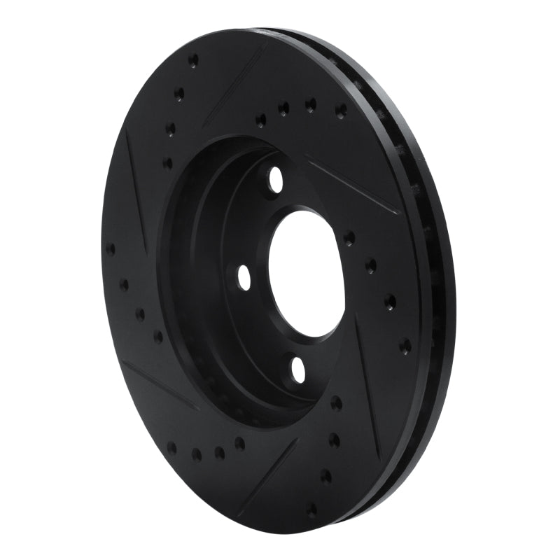 R1 94-04 Ford Mustang Front Right Drilled & Slotted Black Brake Rotor