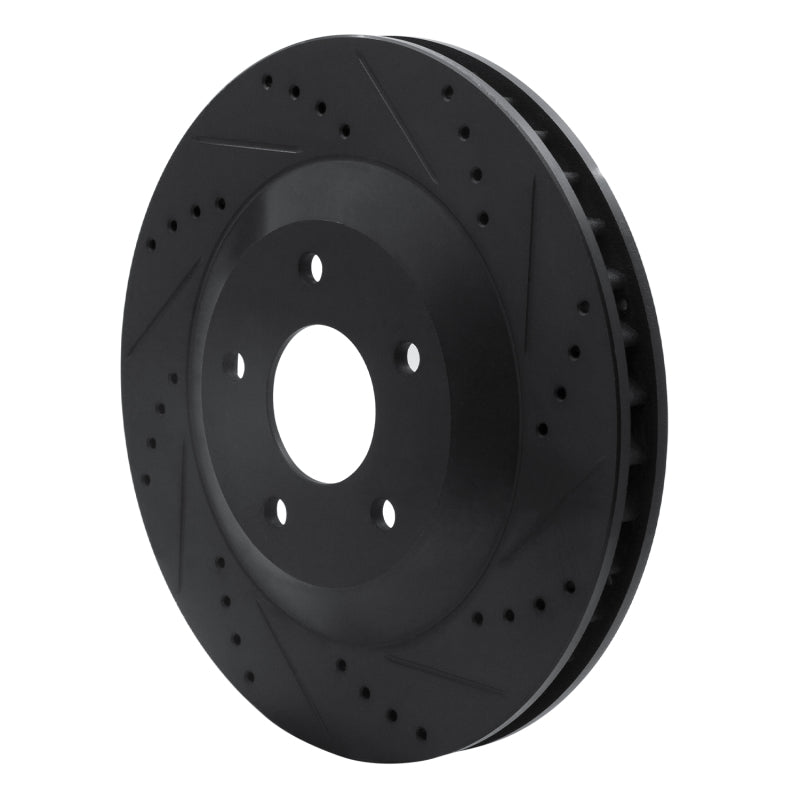 R1 97-09 Cadillac XLR Left Front Drilled & Slotted Black Brake Rotor